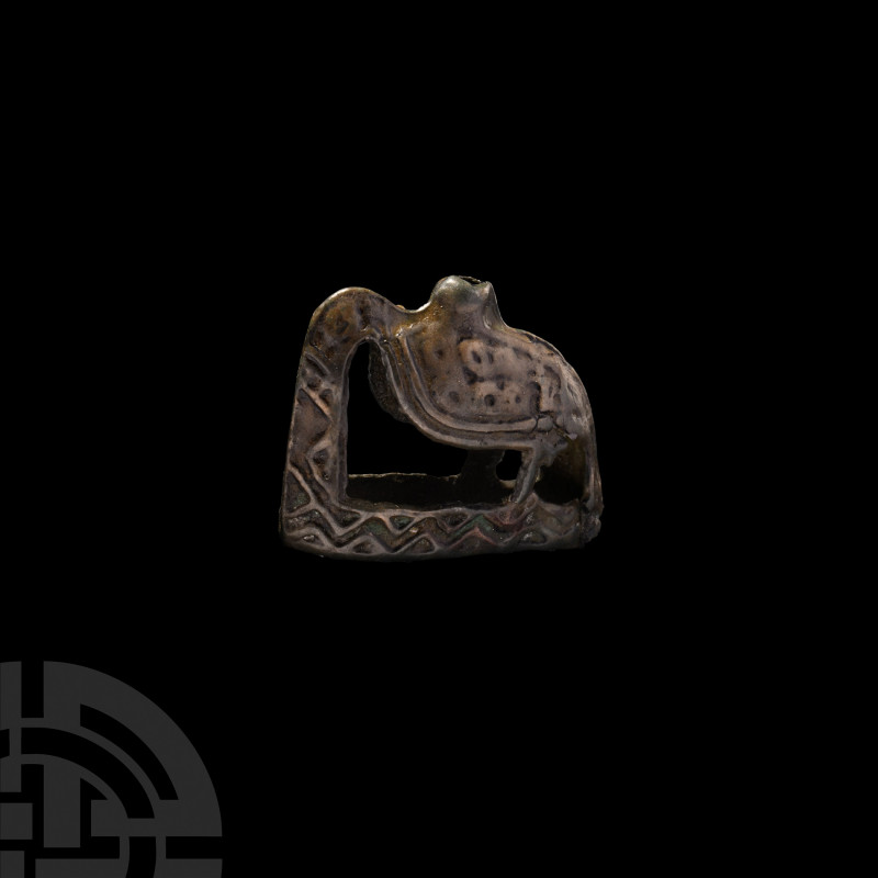 Scythian Zoomorphic Pommel Cap. 1st millennium B.C. A wedge-shaped pommel cap wi...