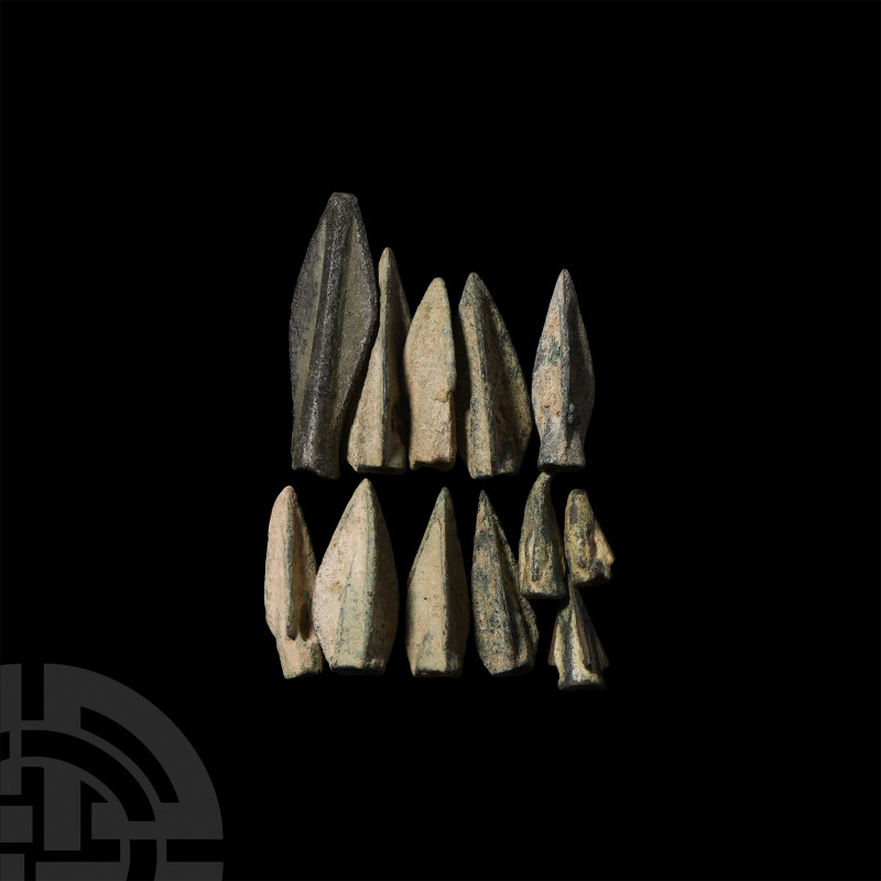 Greek Socketted Arrowhead Collection. 5th-3rd century B.C. A group of bronze soc...