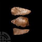 Stone Age Neolithic or Earlier Flint Implements. 6th-3rd millennium B.C. A mixed group of worked flint implements, including one example with a handwr...