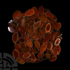 100 Cut and Polished Agate Slices. A group of one hundred cut and polished agate slices in various shades of red. 755 grams total, 30-66 mm (1 1/8 - 2...