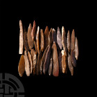 Stone Age Knapped Flint Blade Collection. Neolithic, 8th-5th millennium B.C. A group of thirty knapped flint blades. 151 grams total, 47-87 mm (1 3/4 ...