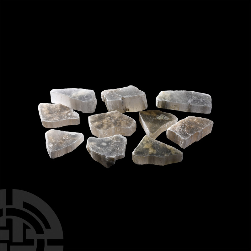 Ulexite Optical Mineral Specimen Group. A group of ten ulexite mineral specimens...