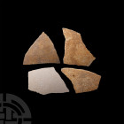 Giant Elephant Bird Eggshell Group. Pleistocene Period, 2.6 million years-11,700 years B.P. A group of four eggshell sections from the giant elephant ...