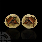 Australian Agate Creek Cut and Polished 'Thunder Egg' Pair. Two halves of an agate 'thunder egg', each with one polished face and crystals to the expo...