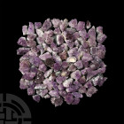 100 Amethyst Crystal Specimens. A group of one hundred amethyst geode sections of various shapes and sizes. 1.5 kg total,18-50 mm (3/4 - 2 in.) Minera...