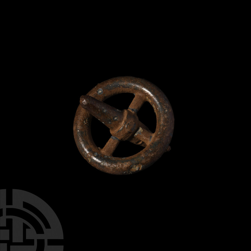 Iron Age Votive Celtic Wheel. 2nd-1st century B.C. A bronze votive wheel (or par...