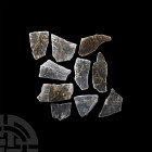 Ulexite Optical Mineral Specimen Group. A group of ten ulexite mineral specimens of irregular shape. 200 grams total, 27-55 mm (1 - 2 1/4 in.) Mineral...