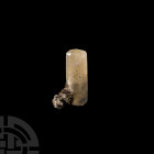 Calcite and Chalcopyrite Specimen. A mixed mineral specimen composed of calcite with accessory chalcopyrite and dolomite. 22.12 grams, 45 mm (1 3/4 in...