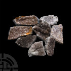 Amethyst Crystal Geode Section Group. A group of amethyst geode sections displaying crystals with dark to light purple colouration on the exposed inne...