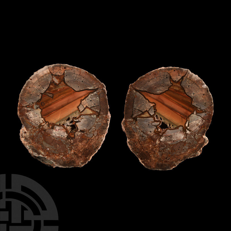 Large Australian Agate Creek Cut and Polished 'Thunder Egg' Pair. Two halves of ...