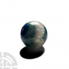 Large Fluorite Sphere. A polished fluorite sphere held in a white card collector's tray. 283 grams, 55 mm (2 1/4 in.) From China. Mineral Imports, Lon...