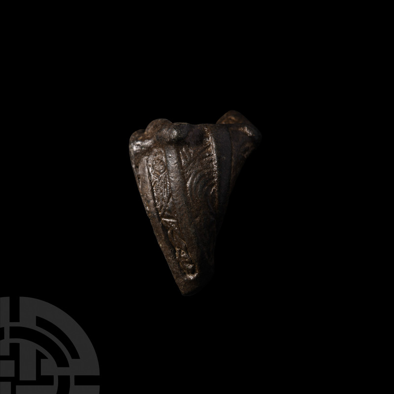 Scandinavian Viking Boar Brooch. 9th-10th century A.D. A hollow-formed bronze bo...