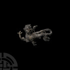 Medieval Royalist Retainer's Lion Badge. c.15th century A.D. A lead-alloy Royalist retainer's badge in the form of a crowned lion passant left, detail...