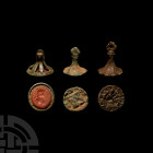 Medieval and Later Seal Matrix Group. 13th-18th century A.D. A group of three copper-alloy seal matrices comprising: two medieval (13th-15th century A...