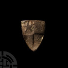 Medieval 'De Vere Family' Heraldic Horse Harness Stud. 13th-15th century A.D. A shield-shaped heraldic horse harness stud, the arms quarterly gules an...