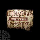 Edwardian 'Allen and Daws' Norwich Enamelled Advertising Sign. c.1910 A.D. A large enamelled iron advertising panel with '[A]LLEN & DAWS / NORWICH / E...