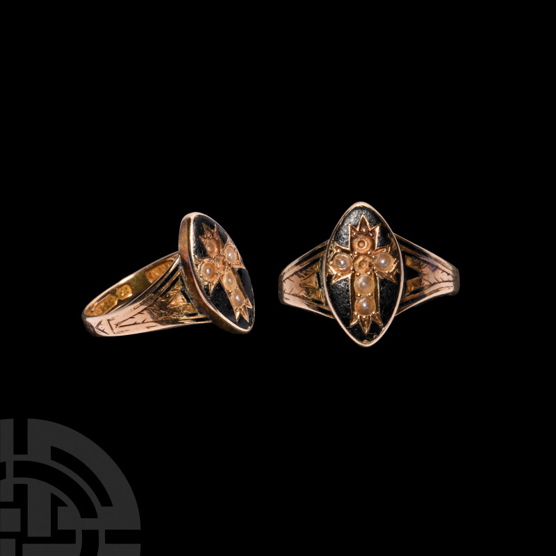 Gold Mourning Ring for John Harrison. 1876-1877 A.D. A 15ct gold mourning ring w...