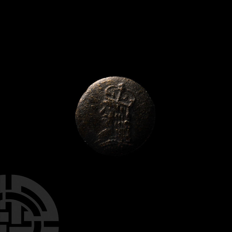 Charles II Royalist Pewter Button. 17th century A.D. A discoid pewter button wit...