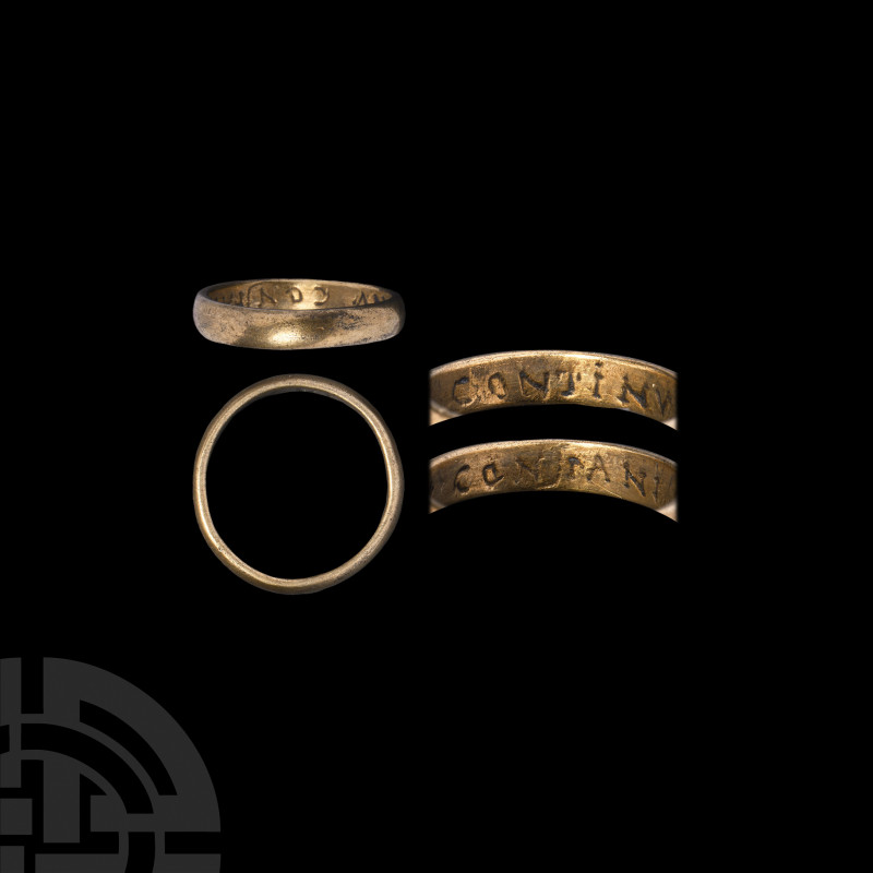 Silver 'Continu Constant' Posy Ring. 16th-17th century A.D. A silver posy ring w...
