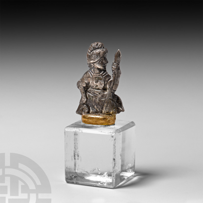 Victorian Silver Britannia Seated Statuette. 19th century A.D. A silver plaque f...