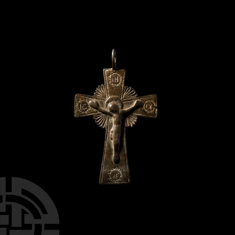 Cross Pendant. 17th-18th century A.D. A bronze pectoral cross, plain on the reve...