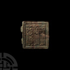 Tudor Period Belt Plaque with Saints. 16th-17th century A.D. A belt or casket plaque part representing a procession of three saints, from left to righ...