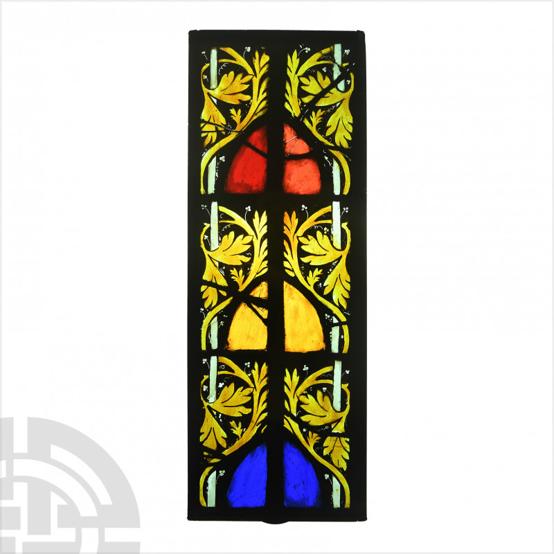 Northern France Gothic Stained Glass Border Panel. 19th century A.D. or earlier....