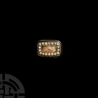 Early Georgian Gold Mourning Brooch with Pearls. Dated 1829 A.D. A gold and silver rectangular mourning brooch comprising: to the obverse a series of ...