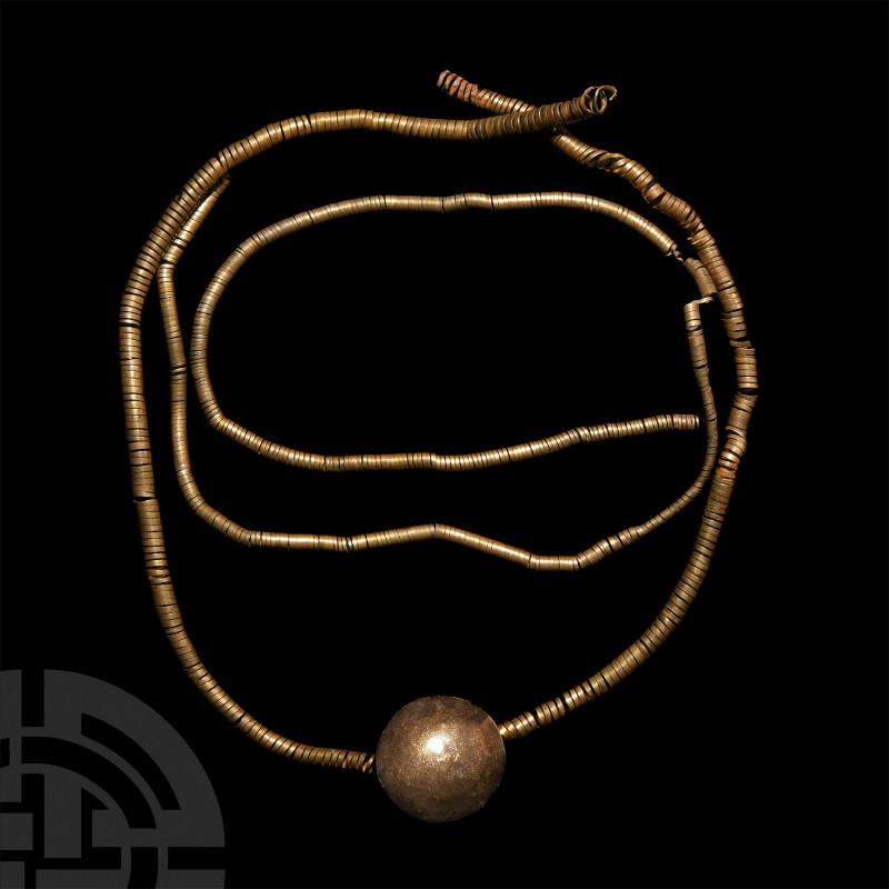 Ethnographic Coiled Necklace String Group. 19th century A.D. A pair of necklace ...