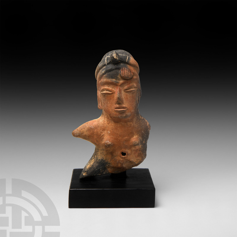Prehispanic Tlatilco Figure. Pre-Classic, c.500 B.C. A ceramic female figure wit...