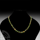 Prehispanic Mayan Imperial Jade Bead Necklace. Classic Period, c.300 A.D. and later. A necklace composed of Mayan Imperial jade beads of graduated siz...