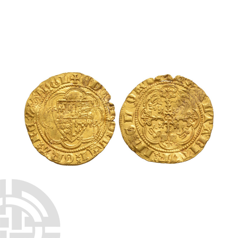 Edward III - London - Treaty Gold Quarter Noble. 1363-1369 A.D. Treaty period. O...