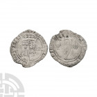 Ireland - Henry VIII - Harp Sixpenny Groat. 1540-1542 A.D. Second harp issue. Obv: long cross over arms with HENRIC DI GRACIA ANGLIE legend and 'trefo...