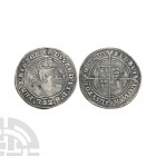 Edward VI - Tower - Fine Shilling. 1551-1553 A.D. Fine silver issue. Obv: facing bust with rose left and XII right with EDWARD VI D G AGL FRA Z HIB RE...
