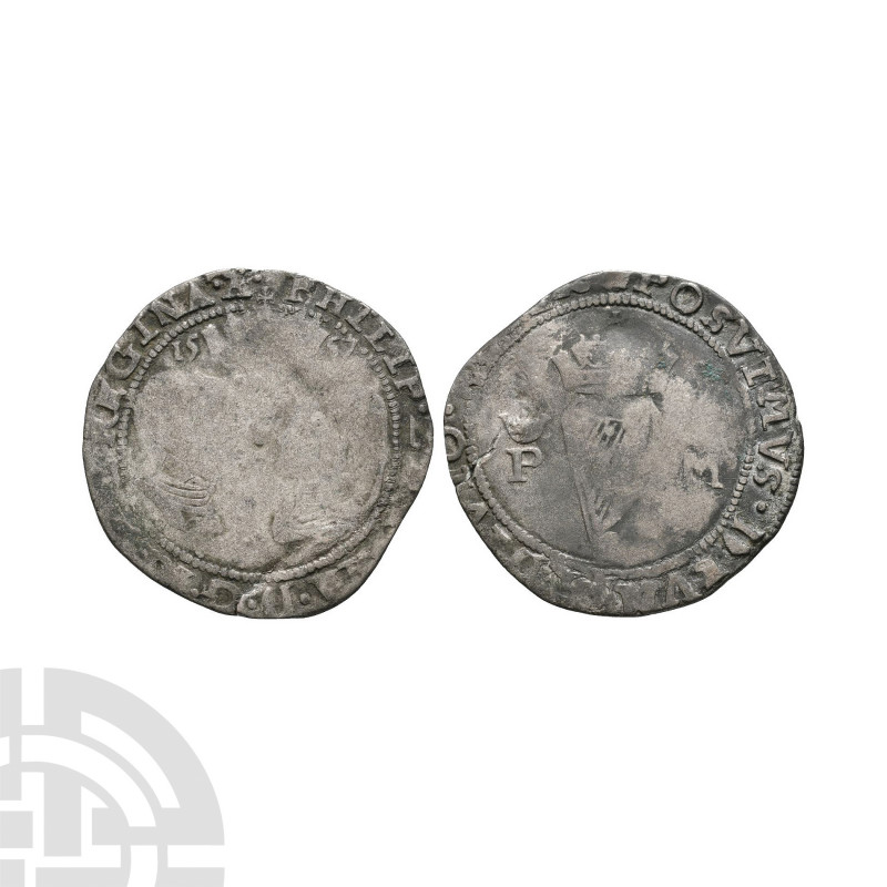 Ireland - Mary and Philip - 1557 - Groat. Dated 1557 A.D. Obv: crown over facing...