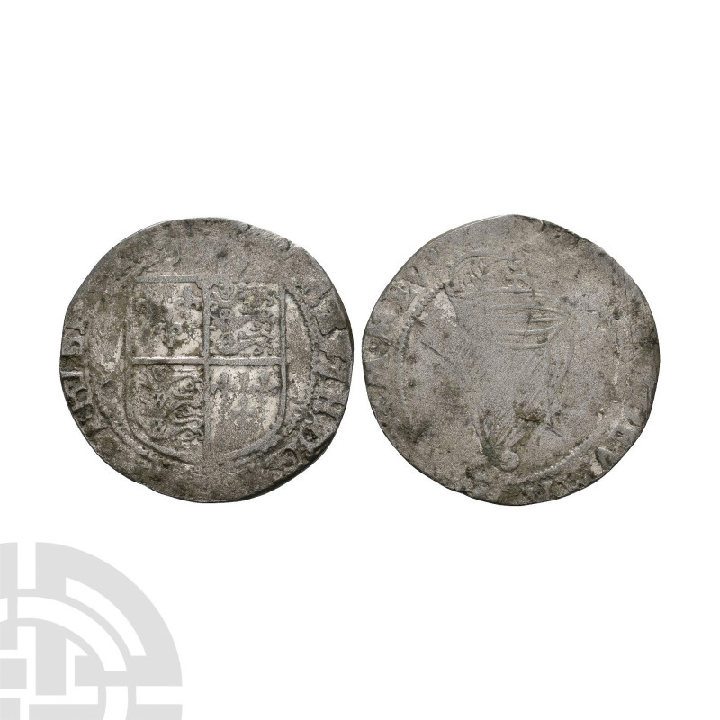 Ireland - Elizabeth I - Shilling. 1601-1602 A.D. Third (base) coinage. Obv: arms...