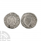 Ireland - James I - Sixpence. 1605-1606 A.D. Second coinage. Obv: profile bust with IACOBVS D G MAG BRIT FRA ET HIB REX legend and 'cinquefoil' mintma...
