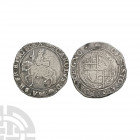 Charles I - Tower - Halfcrown. 1636-1638 A.D. Group III, type 3a. Obv: king riding left with CAROLVS D G MA BR FR ET HI REX legend and 'tun' mintmark....