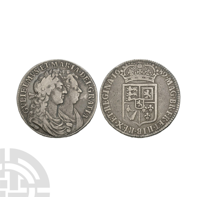 William and Mary - 1689 PRIMO - Halfcrown. Dated 1689 A.D. First reverse. Obv: j...