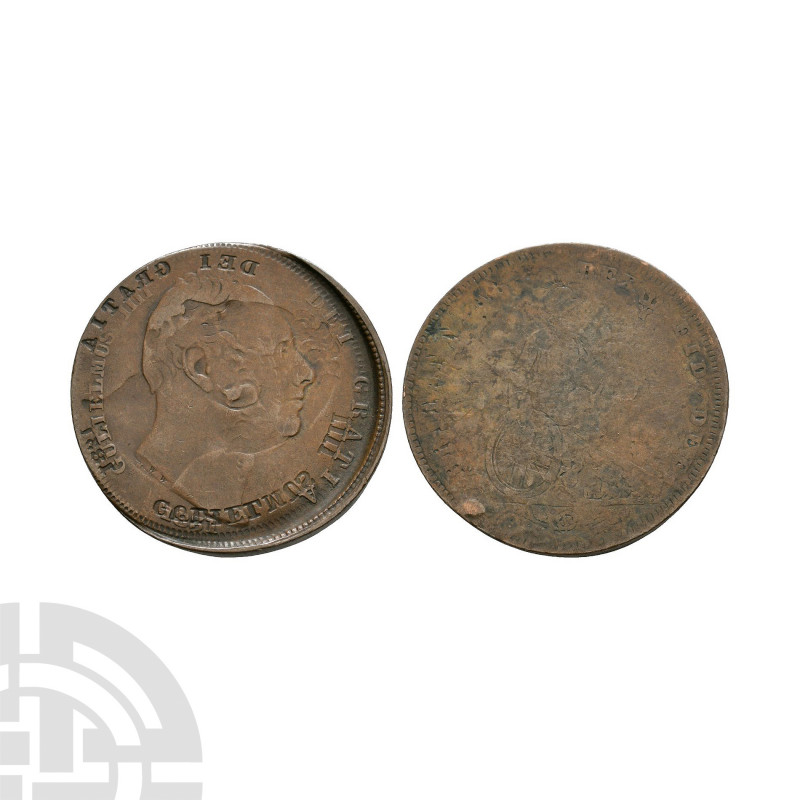 William IV - 1831 - Brockage Farthing. Dated 1831 A.D. Obv: both normal and reve...