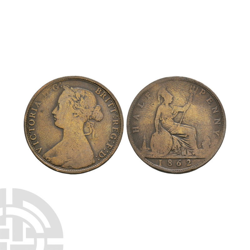 Victoria - 1862 Die A - Bronze Halfpenny. Dated 1862 A.D. Bronze issue. Obv: pro...