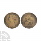 Victoria - 1862 Die A - Bronze Halfpenny. Dated 1862 A.D. Bronze issue. Obv: profile bust with VICTORIA D G BRITT REG F D legend. Rev: Britannia seate...