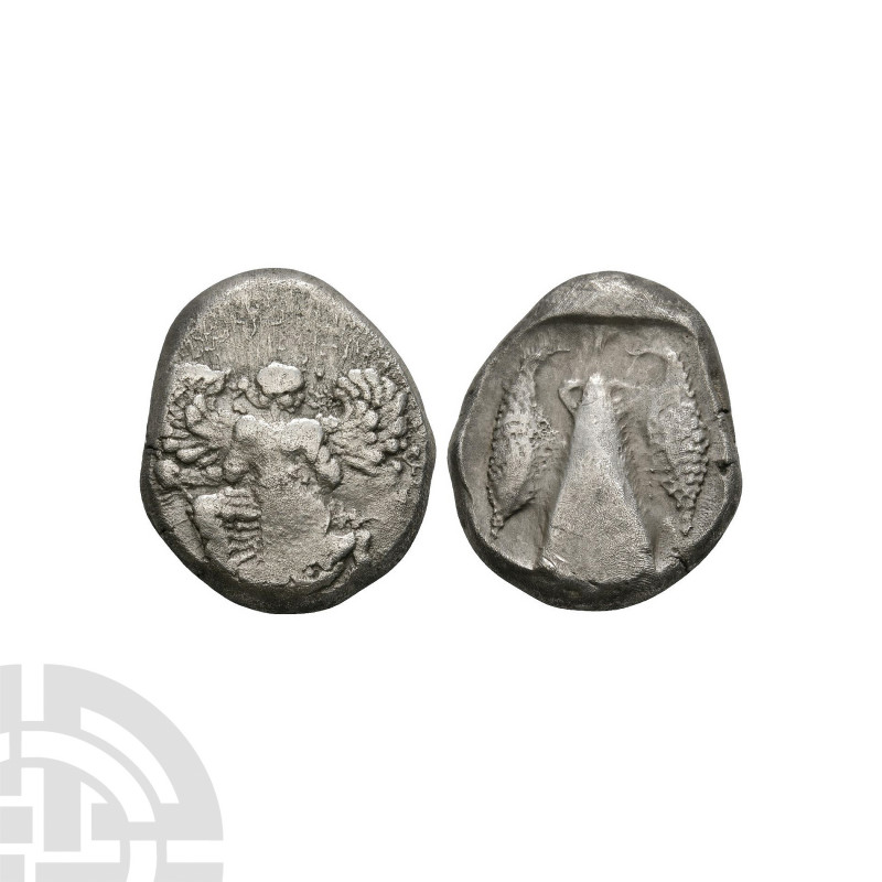 Caria - Kaunos - AR Stater. 430-410 B.C. Obv: winged Iris in kneeling-running st...