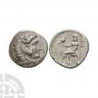 Macedonia - Philip III - AR Tetradrachm. 323-316 B.C. Arados mint. Obv: head of Herakles right, wearing lionskin headdress. Rev: BASILEWS FILIPPOY ben...