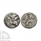Macedonia - Alexander III (the Great) - AR Tetradrachm. 319-315 B.C. Posthumous issue, Sardes, Lydia mint. Obv: head of Herakles right, wearing lionsk...