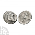 Macedonia - Alexander III (the Great) - Countermarked AR Tetradrachm. 213-212 B.C. Posthumous issue, Phaselis, Lycia mint, dated year 6. Obv: head of ...
