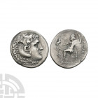 Macedonia - Alexander III (the Great) - Countermarked AR Tetradrachm. 208-207 B.C. Posthumous issue, Phaselis, Lycia mint, dated year 11. Obv: head of...