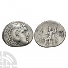 Macedonia - Alexander III (the Great) - Countermarked AR Tetradrachm. 187-186 B.C. Posthumous issue, Aspendos, Pamphylia mint. dated year 26. Obv: hea...