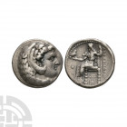 Macedonia - Alexander III (the Great) - AR Tetradrachm. 325-323 B.C. Lifetime issue, Babylon mint. Obv: head of Herakles right, wearing lionskin headd...