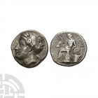 Mysia - Kyzikos - Apollo AR Tetradrachm. 3rd century B.C. Obv: head of Kore Soteira left, wearing wreath of corn and with her hair in a veiled sphendo...